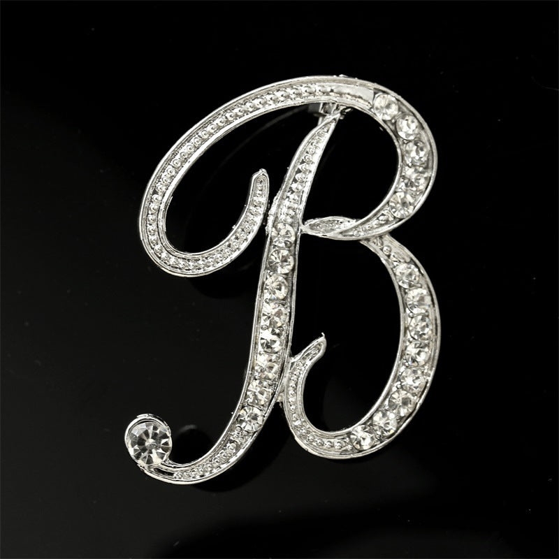 26 English Alphabet Brooches With Diamonds
