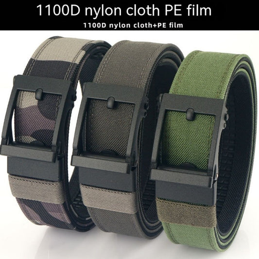 Outdoor Casual Dual-use Men's Automatic Buckle Belt Thickened Hardened Double-layer Hanging