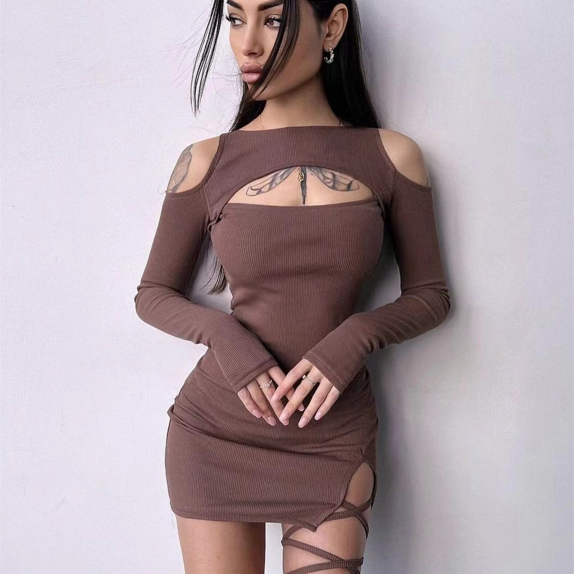 Women's Off-the-shoulder Sheath Sexy Tied Slim Fit Slimming Dress