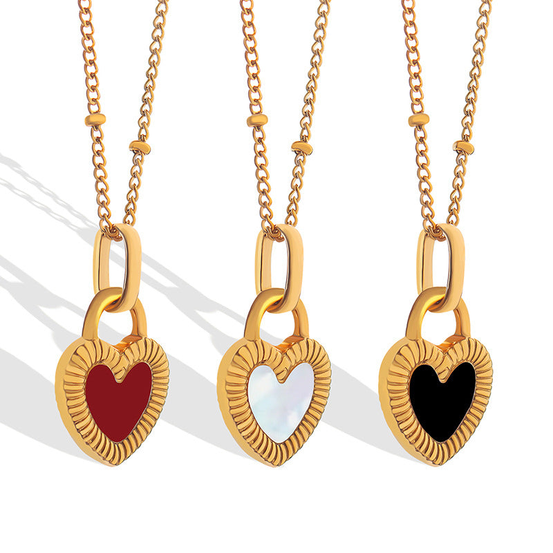 Double-Sided Color Heart-shaped Necklace Ins Style Niche Design Valentine's Day Personalized Love Necklace For Women Jewelry