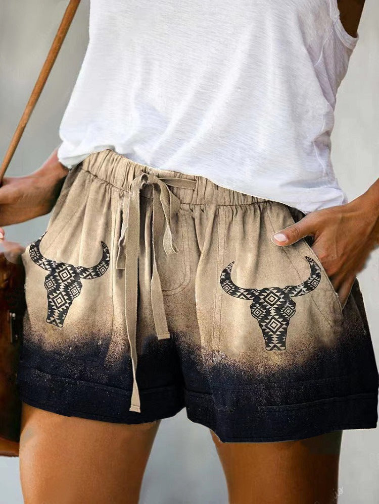 Women's Summer Lace-up Loose Shorts 3D Printing
