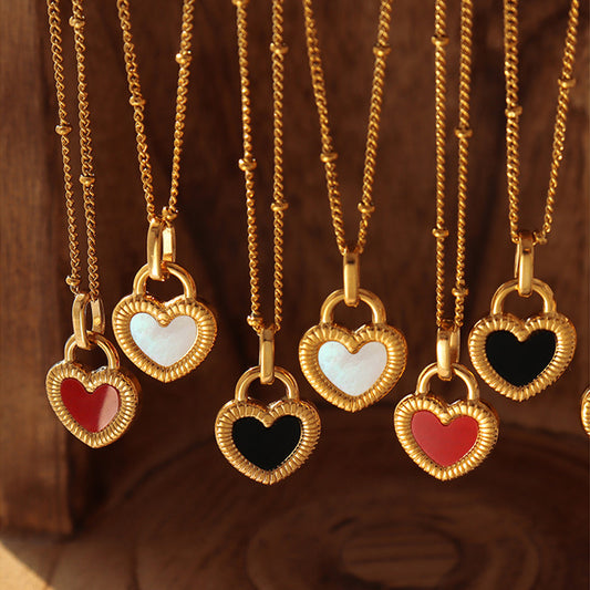 Double-Sided Color Heart-shaped Necklace Ins Style Niche Design Valentine's Day Personalized Love Necklace For Women Jewelry