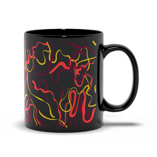 Abstract Line Pattern Black Mugs