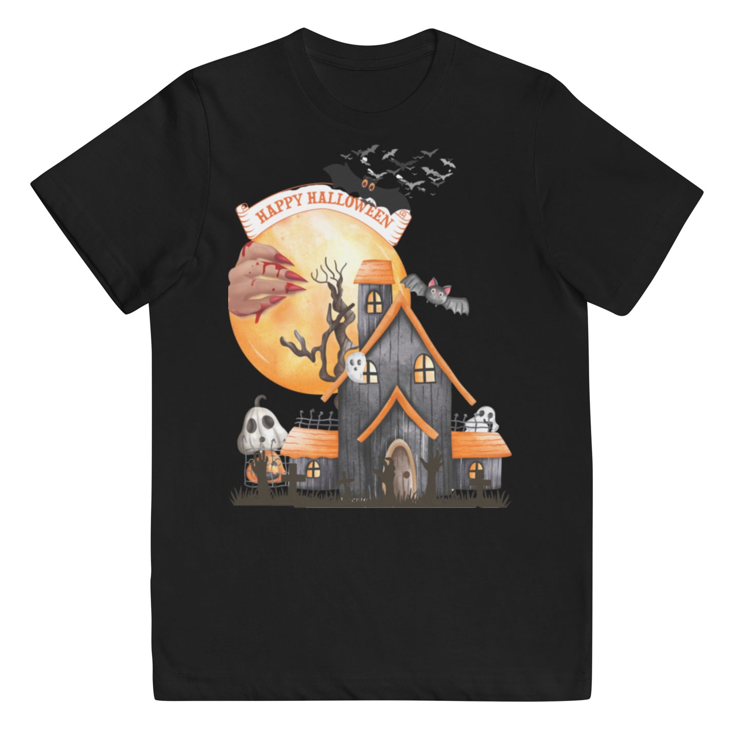 Haunted House Halloween Youth jersey t-shirt