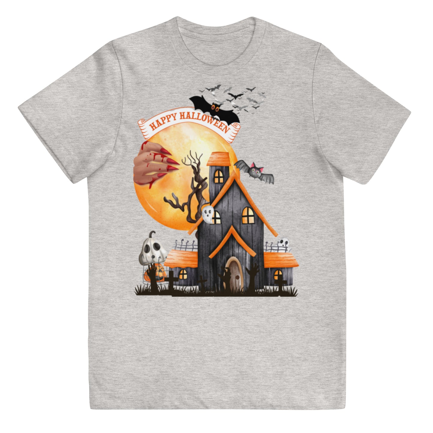 Haunted House Halloween Youth jersey t-shirt