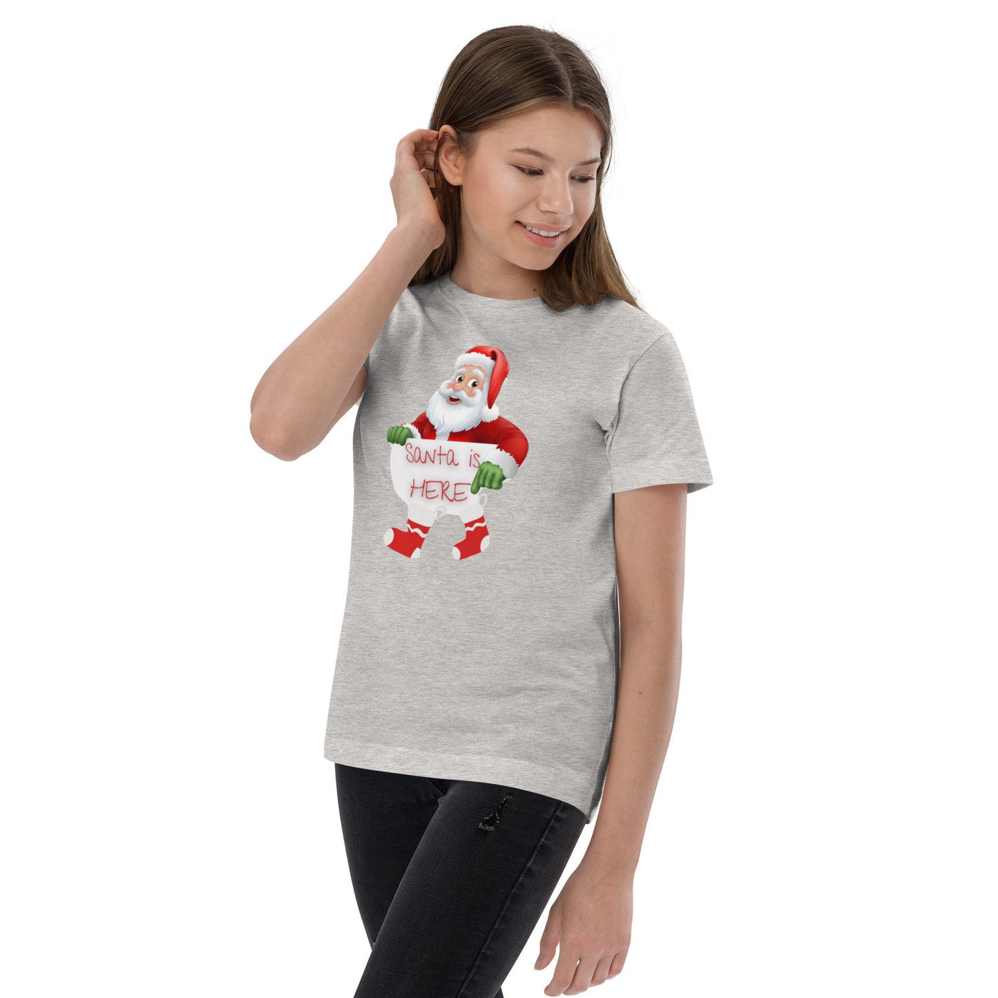 Santa Here Youth jersey t-shirt