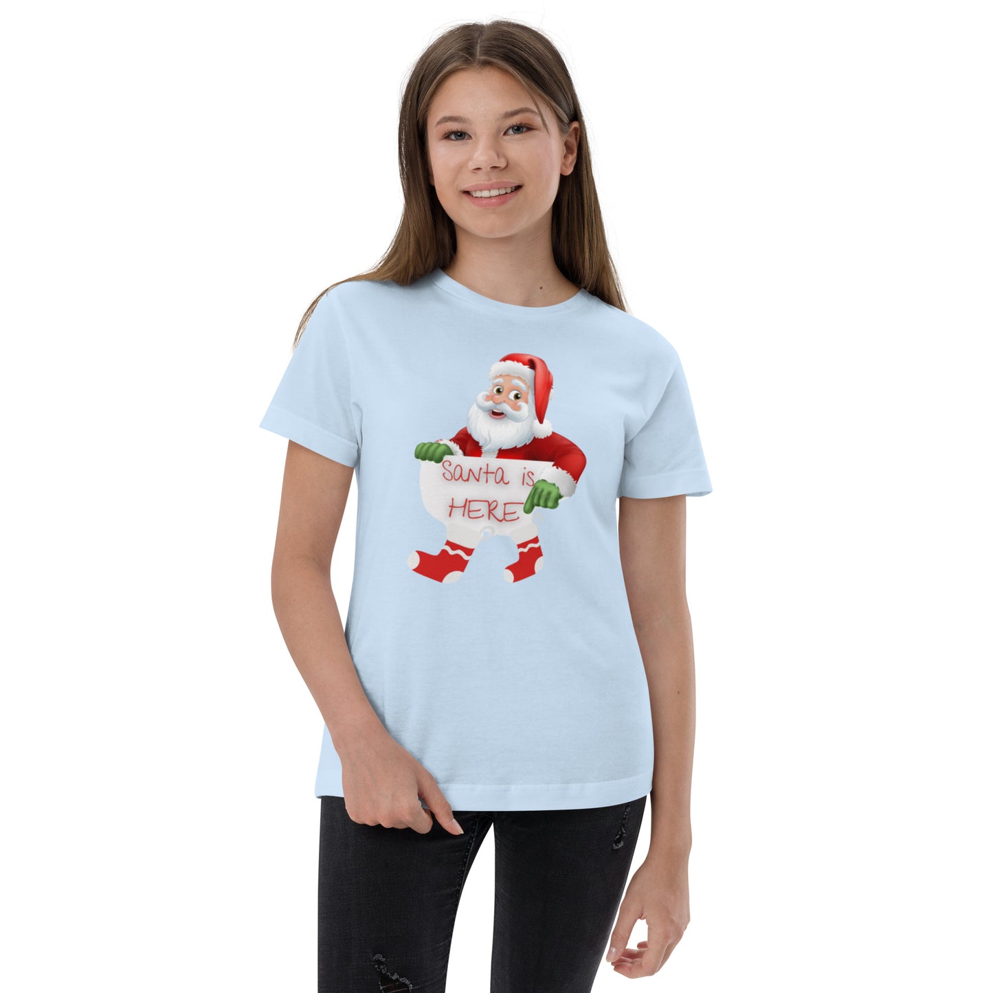 Santa Here Youth jersey t-shirt