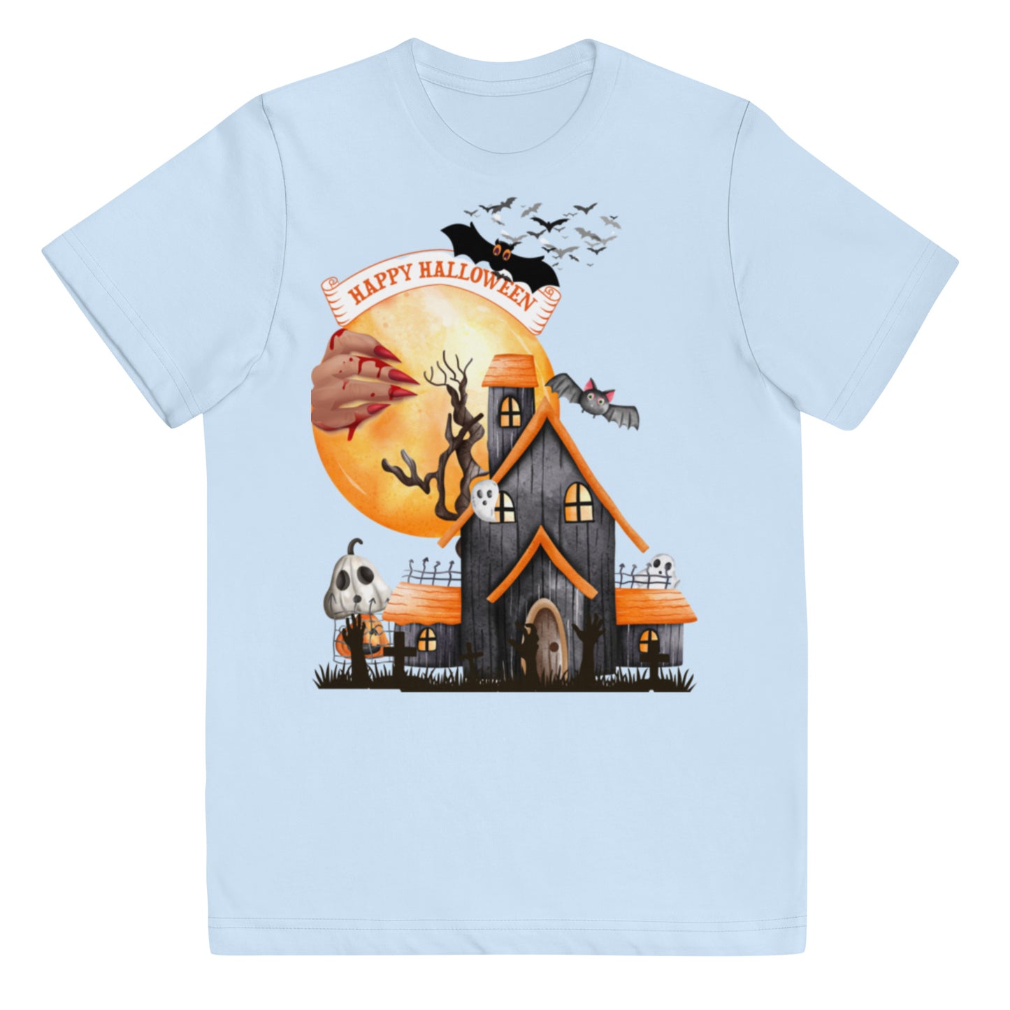 Haunted House Halloween Youth jersey t-shirt