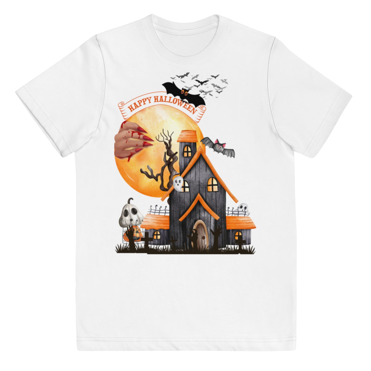 Haunted House Halloween Youth jersey t-shirt